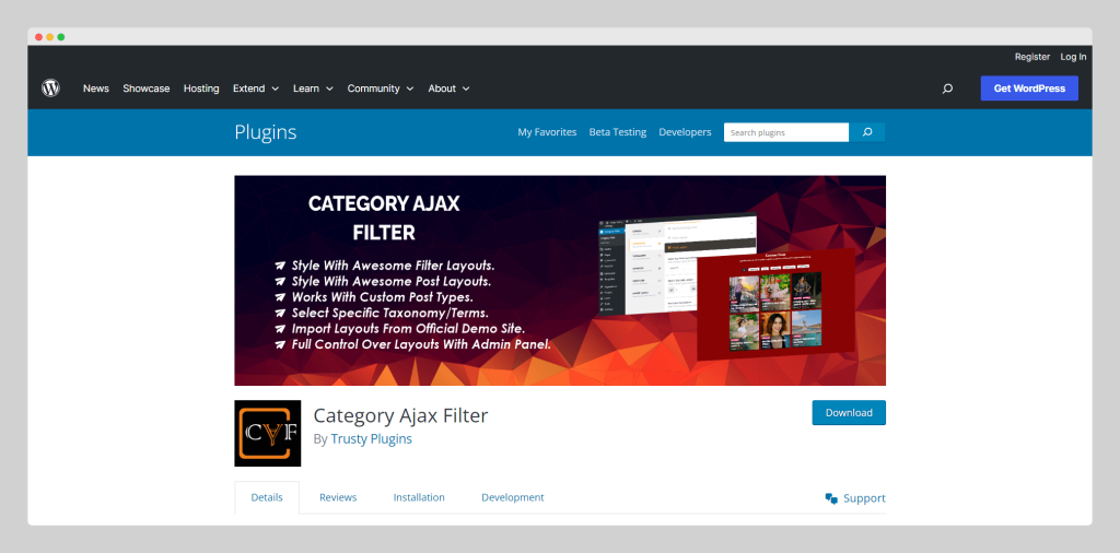 Category Ajax Filter, Woooplugin