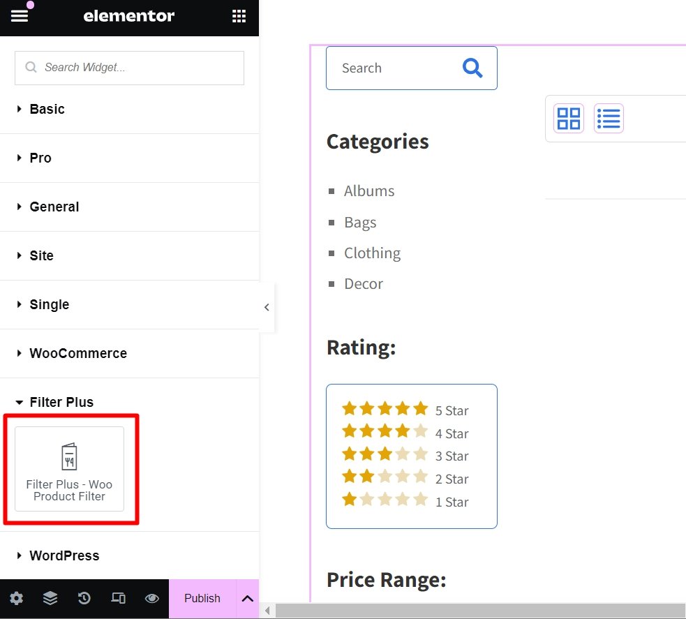 WooCommerce Product Filter Elementor Widget